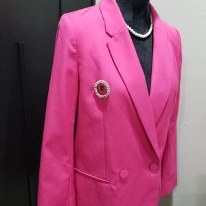 AKA Fuchsia Pink Blazer With Brooch And Pearls
